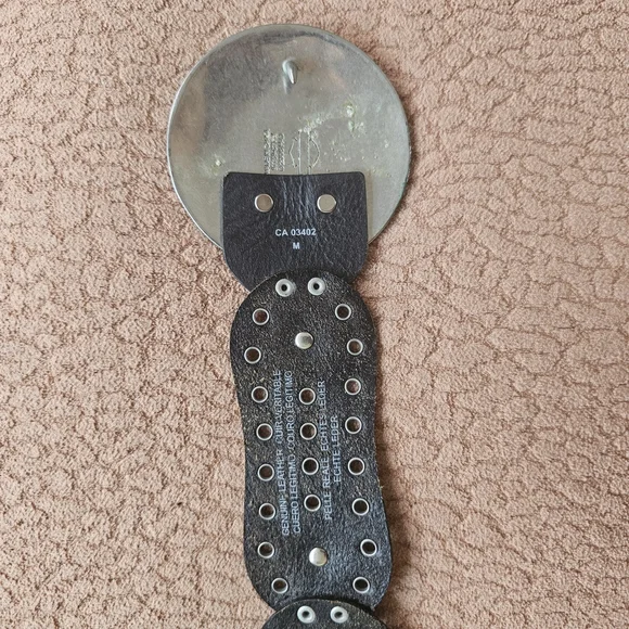 RARE Harley Davidson Concho Style Leather Grommet Studded Belt W/Buckle Medium - Picture 4 of 6